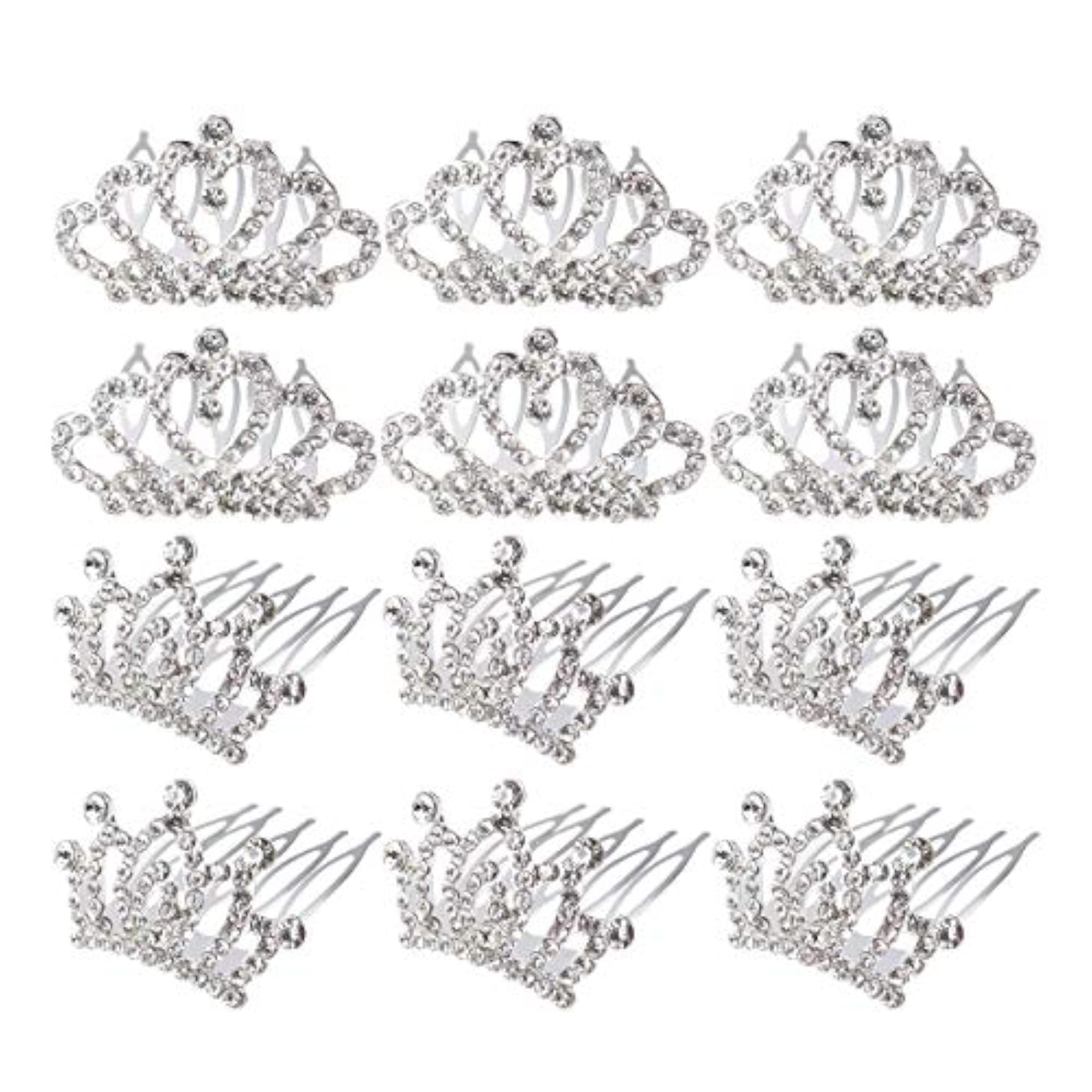 12pcs Mini Tiara Crown Hair Comb Wedding Party Accessories
