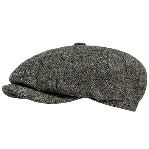 WEROR Schiebermütze Herren Flatcap Schirmmütze Herrenmütze mit Schirm Fischgrät Mütze mit Steppfutter - 100% Wolle - Herbst/Winter WEROR-434.1 (61 Moos)