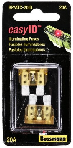 Bussmann BP/ATC-20ID Yellow ATC 20 Amp easyId Illuminating Fast-Acting Automotive Blade Fuses - 2 per Card