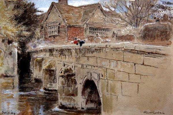 Tableau grue pont Salisbury impression d'art Albert Goodwin affiche murale 60x90cm