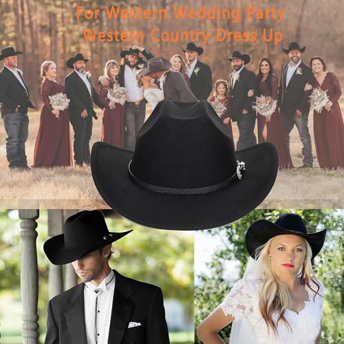 Vintage Western Cowboy Hat for Men S/M Outback Gus Cowgirl Hat Felt Roll Brim Fedora Cap for Women M - Image 5