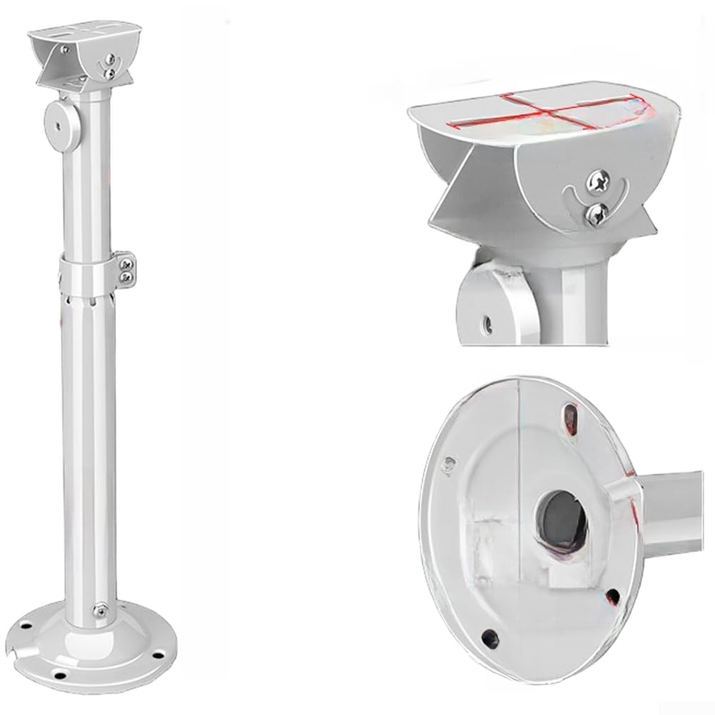 Soporte de montaje de cámara CCTV blanco con diseño de tubería de acero galvanizado extensible para montaje de poste de techo de pared con sistema de gestión de cables incorporado (B)