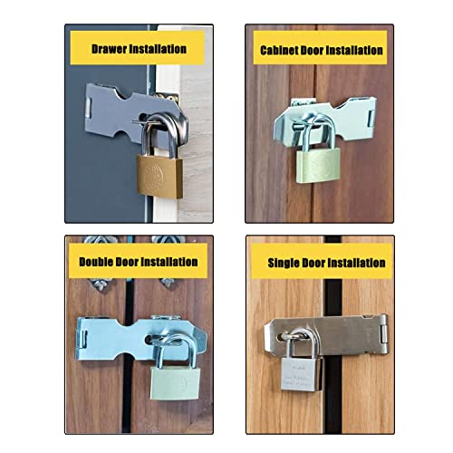 Image of MroMax Hasp Staple Padlock Latch, 128mm Length,Stainless Steel Furniture Cupboard Door Stainless Steel Silver Tone 1Pcs