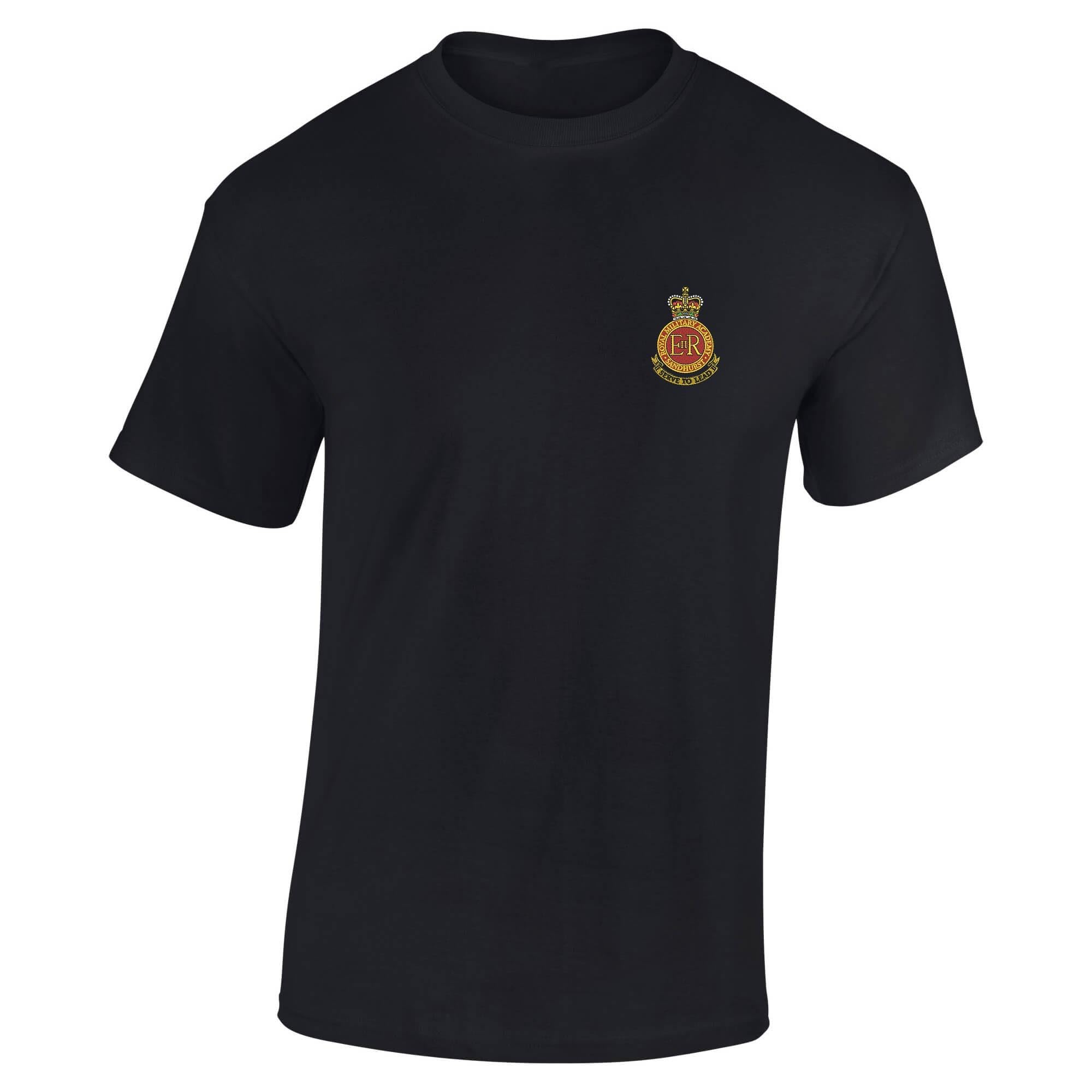 The Military Store Men's Black Royal Military Academy Sandhurst Embroidered T-Shirt, Medium