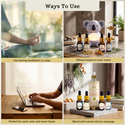 Image of Blend Box | 4 x 10 ml Pure Essential Oil Blend Gift Set | Breathe Bliss, Energy Essence, Relax Remedy & Sleep Spell | For Diffusers, Skincare, Massage, Candles & Soap Making