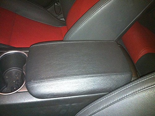 RedlineGoods Front armrest Cover Compatible with Pontiac G8 2006-09. Tailor Made - not Universal. Genuine top-Grade Italian Black Leather with Silver Thread