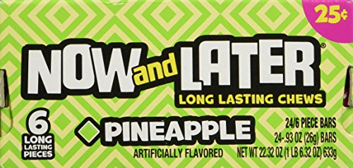 Now And Later Pineapple Flavored Candy Twenty Four 6-Piece .93 Oz Bars #TOP2