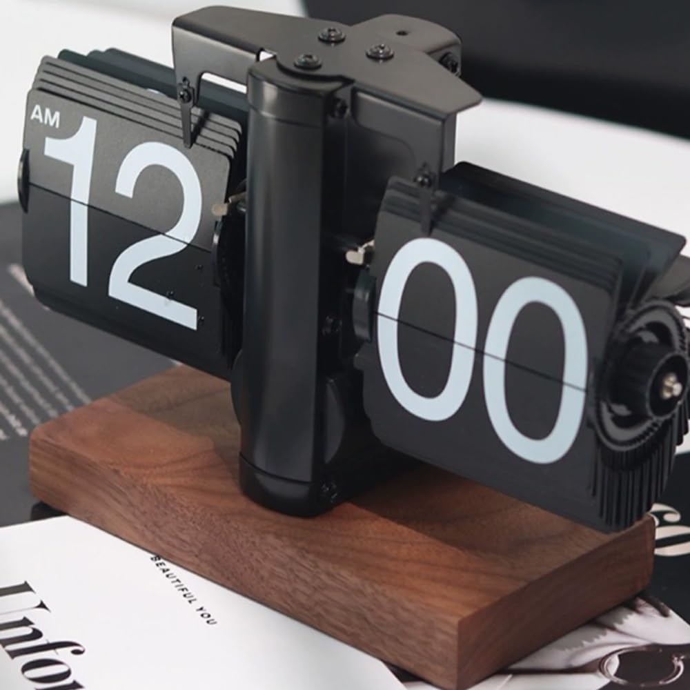 Orologio A Fogli Mobili Retrò - Orologio Da Tavolo Digitale Con Movimento Al Quarzo - Foto 5