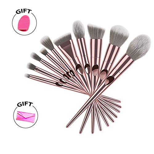 Makeup Brushes Set 10 Pcs Rose Gold Professional Premium Cosmetic Brushes for Foundation Face Powder Blush Eyeshadow Brushes Makeup Brush Kit With Case and a Brush Cleaner