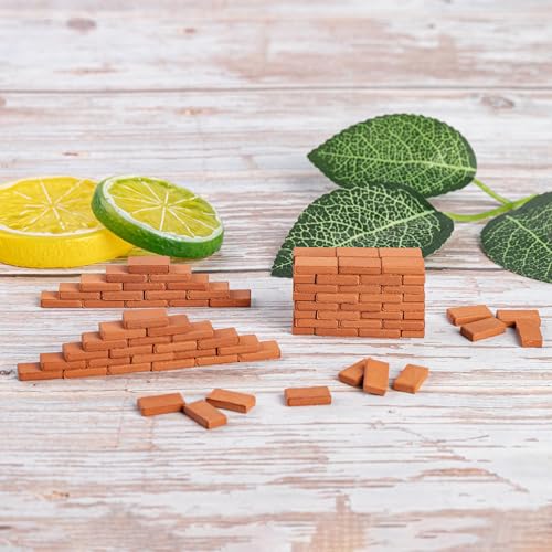 VELATYVIO 360Pcs Mini Bricks for Crafts Mini red Wall Bricks Tiny Landscaping Bricks 1/35 Scale Premium Clay Miniature Fake Bricks for Dollhouse Garden Accessories Buildings DIY Supplies - Thumbnail 5