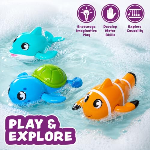 Tub Works® Swimmers™ Wind Up Baby Bath Toys, Marine™ 3 Pack | Swimming Toddler Bath Toys for Interactive Play | Easy-to-Use | Ideal Bathtub Toys for Kids, Toddler Pool Toys & Water Table Toys - Image 7