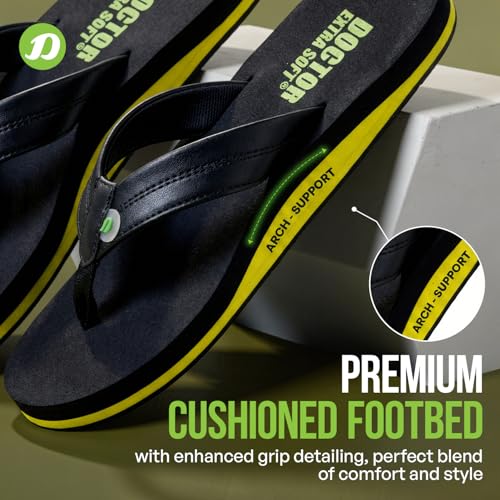 Image of DOCTOR EXTRA SOFT Thong Arch Support Ortho Slippers for Mens| Orthopedic Diabetic & Stylish| Lightweight Comfortable & Casual| Cushion Anti-Skid Bedroom Daily Use House Flip-Flops Gents Boys D-38