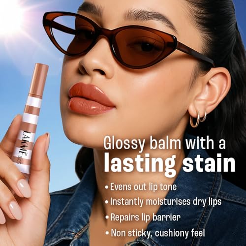 Image of Lakme 9to5 Hya Beach Edit Lip Gloss Stain - 4 Berry Binge, Long Lasting Lip Tint, For Soft and Nourished Lips, with Linoleic Acid & Hyaluronic Acid, SPF 15, Non-Sticky and Lightweight, 10 ml