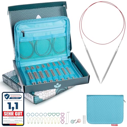 Aiguilles à tricoter circulaires Knitfever 2,5-6 mm interchangeables avec sac de rangement