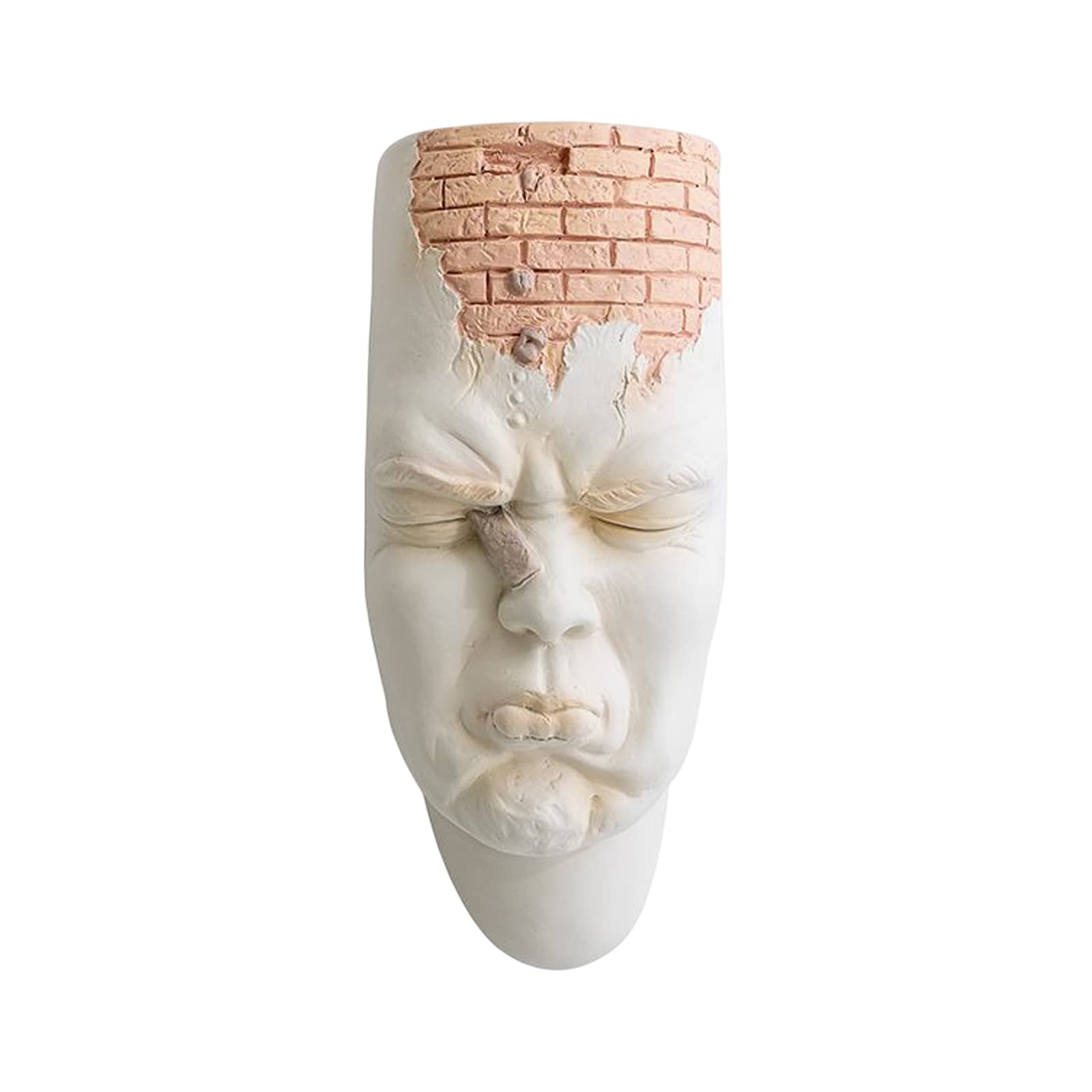 PerGar Face Vase, Resin Planter Pot, Modern Sculpture White Wall Mounted Head Planter, Human Shaped Dried Flower Vase for Home Decor Centerpieces (