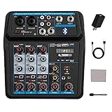 Viiart Wireless Audio Mixer Sound Board-4 Channel Digital Bluetooth Computer Compatible Input DJ Controller Sound Mixer 48V Phantom Power Microphone in,Headphone Jack Stereo DJ Streaming (M4C)