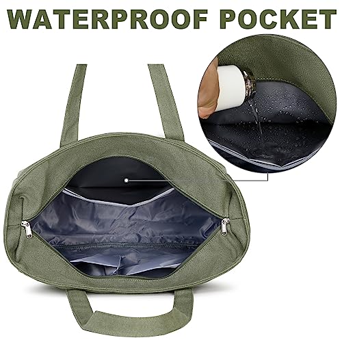 Image of LEDAOU Large Beach Tote Bag Women Waterproof Sandproof Zipper Beach Tote Bag for Pool Gym Grocery Travel with Wet Pocket | Waterproof