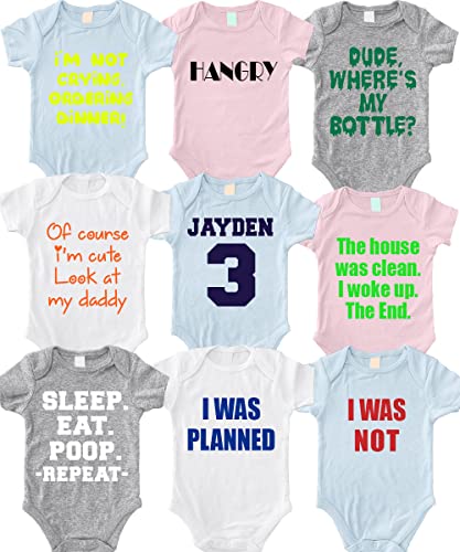 Circular Custom Baby Short Sleeve Bodysuits ULTRA SOFT Cotton Add Your Text for Baby Girl & Baby Boy4