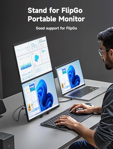 Image of JSAUX Portable Stand Mount for FlipGo Series and 13.5'' /15.6'' /16 Inch Portable Monitors, Lightweight Screen Extender Holder, Quick Setup Monitor Support for Travel Office Desk -Black