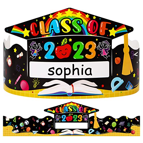 Sicohome Kids Kindergarten Paper Graduation Caps Decorations 24Pcs Preschool Graduation Paper Caps Crowns For Kids Class Of 2023 Adjustable Paper Crown Graduation Decoration For Party Favor Decor #TOP23