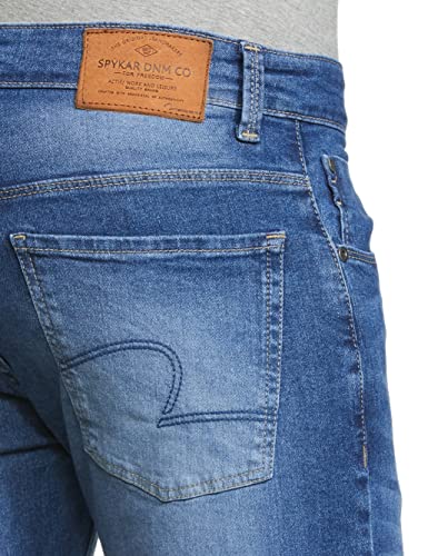 Image of Spykar Men's Solid Slim Fit Jeans (Size: 30)-ECKN-01BB-055-Mid Blue