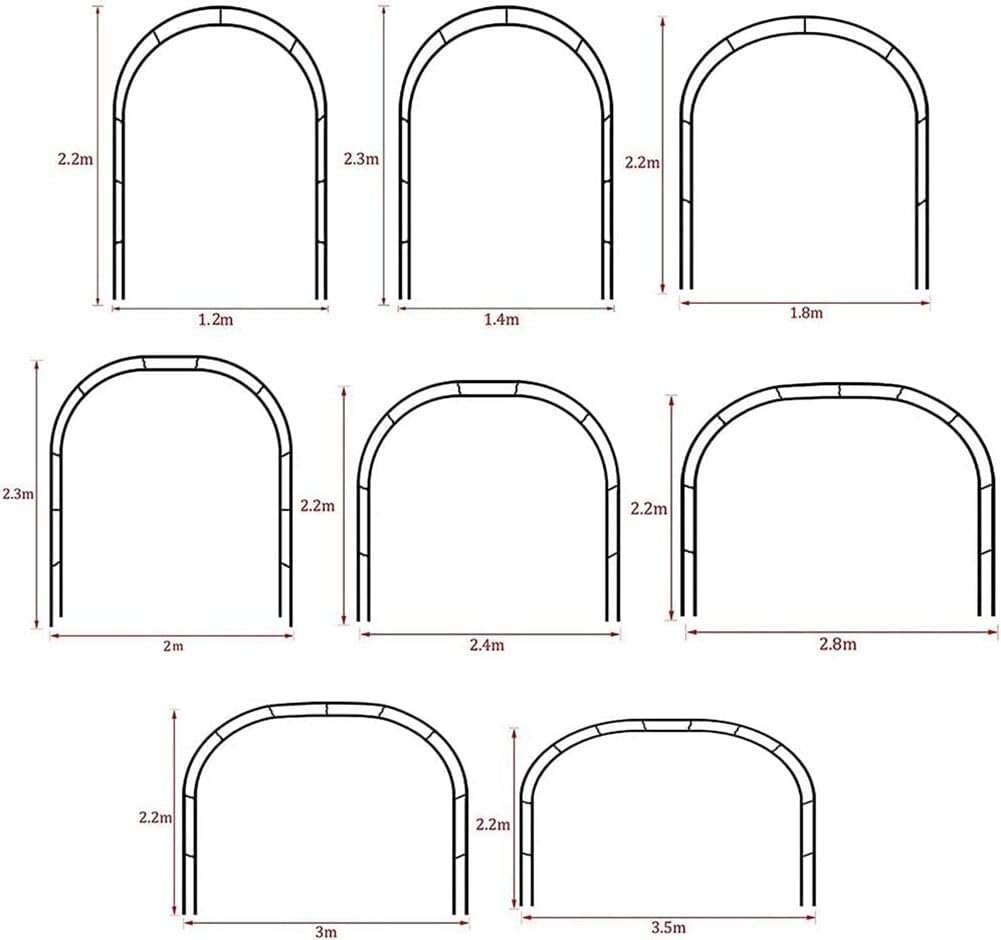 Archway ogrodowy, kute żelazo, 120-350 cm szerokości, różana krata, altana ślubna, podparcie roślin, czarna, szer. 1,4 m x wys. 2, dekoracja zewnętrzna do winorośli i kwiatów