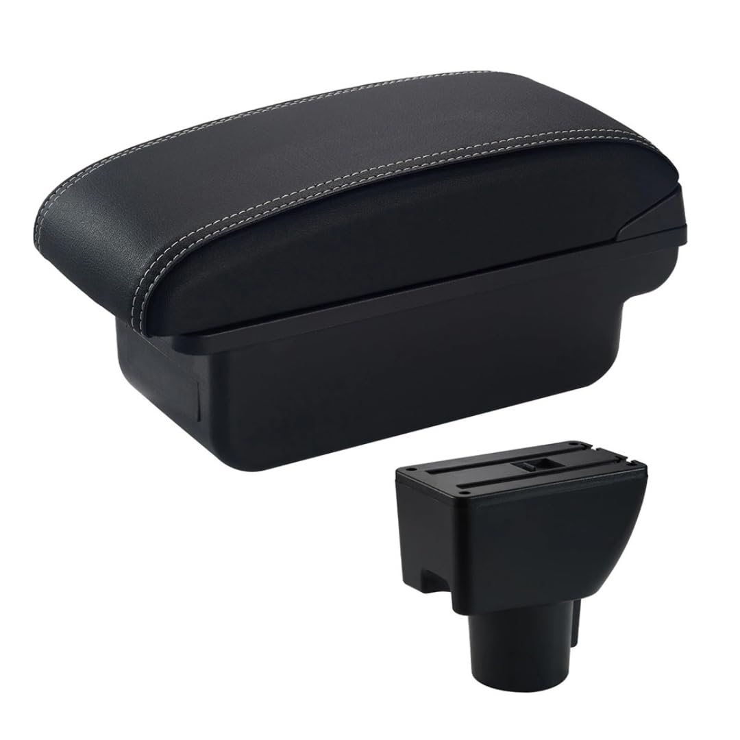Toiumops Armrest for Hyundai Getz, Car Armrest Box Center Console Store Box(A3 White Line No USB)