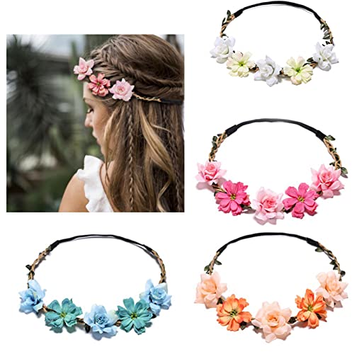 4 Stück Blumenkranz Haare Kinder - Blumen Stirnband Für Hochzeitsfest...