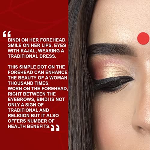 Image of PERPAA Premium Velvet Sticker Kumkum Bindi Box of 15 Flaps - Pottu for Women,Ladies, Girls (Size 2.5, Diameter 12mm, Red)