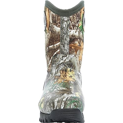 ROCKY Spike Big Kid Waterproof 400G Insulated Rubber Boot, Realtree Edge, Size 5(M)3