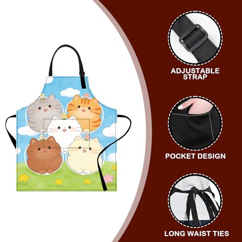 Image of Nuxovilar Decorative Kitchen Apron, 26.77x30.70 Inch Polyester Cooking Wearable Cover