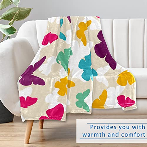 Couverture douce papillons 150x100 cm plaid chaud multicolore pour lit et canapé - 7