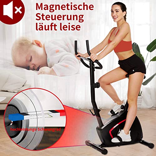 HIROLLOP Ergometer Fahrrad Heimtrainer, Heimtrainer Testsieger für Heimtraining mit superleisem Riemenantrieb, 11kg… – Bild 3