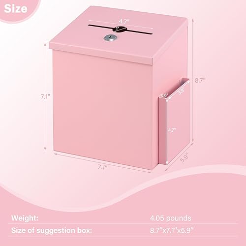 Vista 48 de xydled Urna y caja de donación montada en la pared con 50 tarjetas de sugerencia, caja de sugerencias de metal con cerradura de llave, caja