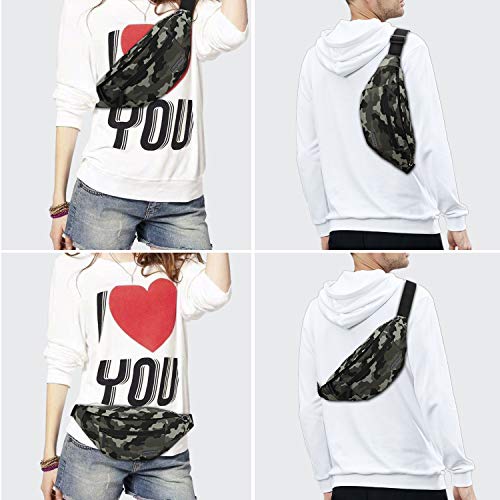 Image of Large Camo Fanny Pack Belt Bag with 4-Zipper Pockets Gifts for Enjoy Festival Sports Workout Traveling Running Casual Hands-Free Water-Resistant Waist Pack Bag Carrying All Size of Phones