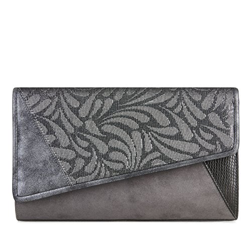 Pewter Womens Hand Clutch Bag Ruby Shoo Memphis sac à main pochette soirée