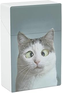Funny Cross-Eye Cat Cigarette Case Waterproof Cigarette Holder Box Portable Flip Open Cigarette Pack