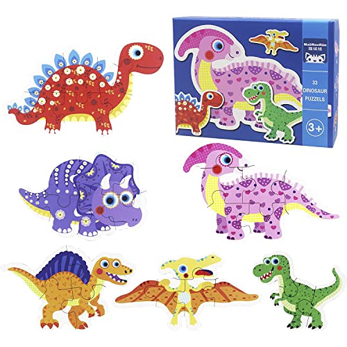 Juegos De Mesa, Toy JAYLEN Rompecabezas Rompecabezas de 33 Piezas Juego de Juguetes educativos de Aprendizaje Preescolar Rompecabezas (Dinosaurio)