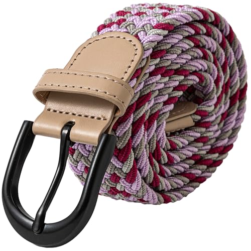 Image of Mile High Life | Braided Stretch Elastic Belts | Pin Oval Solid Black Belt Buckle | PU Loop End Tip Men /Women /Junior Belt