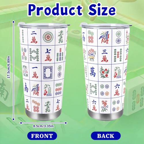 Image of AFRITEE Mahjong Tumbler with Lid and Straw Gifts for 20oz Travel Coffee Cup