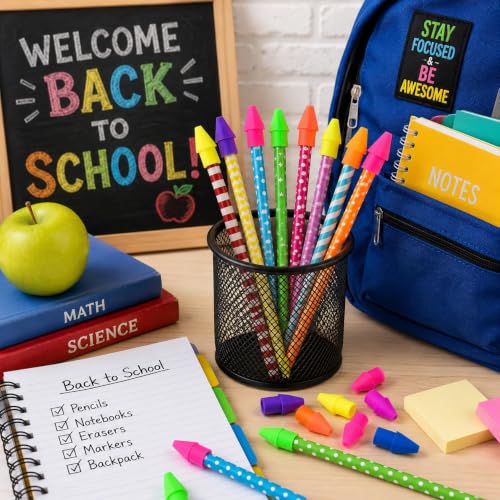 1200PCS Caps Pencil Erasers Chisel Shape Pencil Eraser Arrowhead Caps Erasers Latex Free Pencil Eraser Toppers Assorted Colors for Party Favors Games Prizes Pencil Top Erasers Home School Office - Image 7