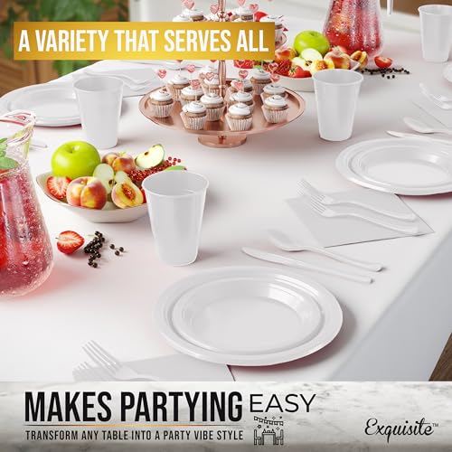Image of Exquisite 182 Pcs White Plates and Napkins Party Supplies Plate Sets