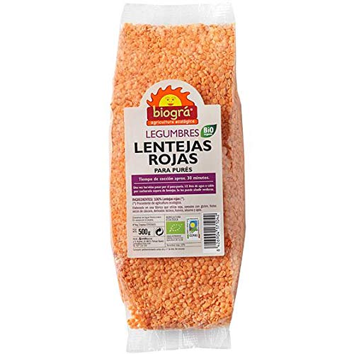 Lentejas Rojas Para Purés BIO Biogra, 500 gr