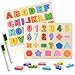 Colmanda Puzzles de Madera, 2 Piezas Alfabeto y Números Rompecabezas ABC Tablero de Rompecabezas Aprendizaje Regalo Juguete Educativo para Niños