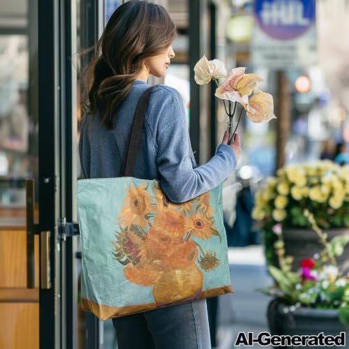 Image of Art Lover Zippered Tote Bag Waterproof Large Work Tote Bags, Artwork Women's Purse Handbags Travel Totes