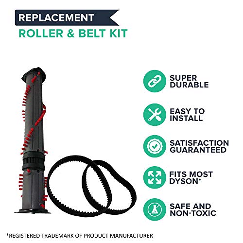 Think Crucial Replacement Vacuum Brush Roller And Vacuum Belt Kit – Compatible With Dyson Part # 911961-01, 911710-01 – Fits Dyson Vacuum Model Dc17 – Bulk (2 Belts And 1 Roller) #TOP1