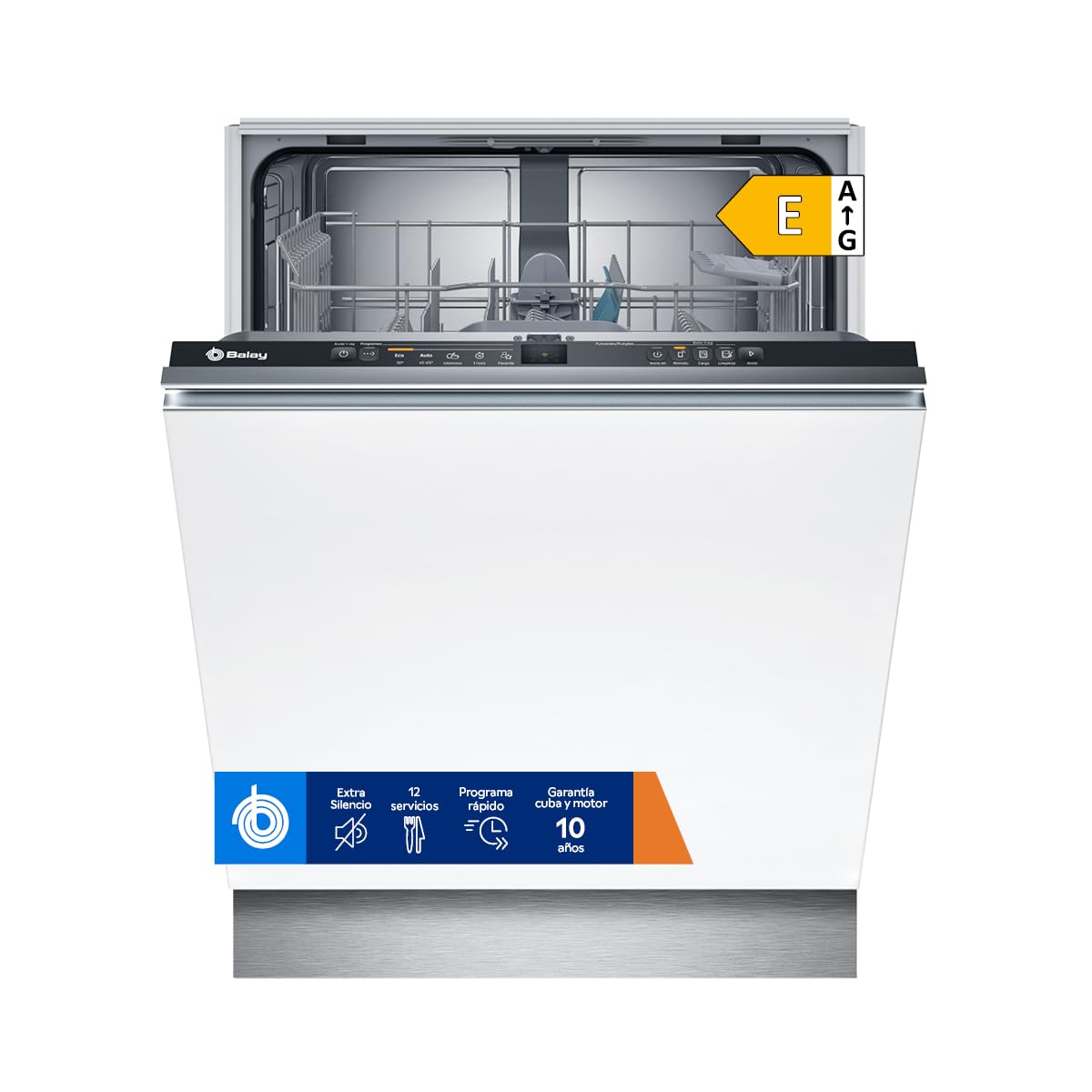 Balay Lavavajillas Integrable, 60 cm, Motor ExtraSilencio, Programa Automático, Gris, 3VF5012NP