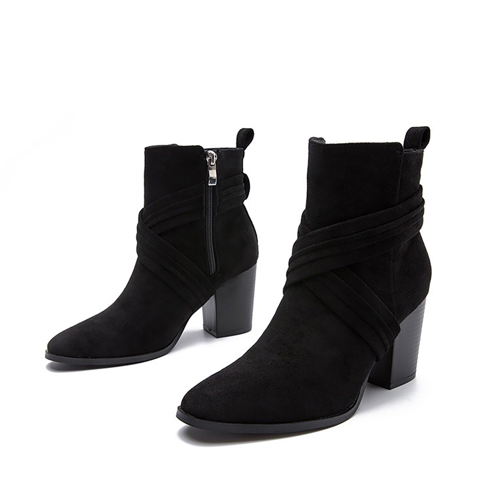 HOODUO Botas Trekking Mujer,Botas Vaqueras Mujer Comodos Casual Planas Calentar Piel Forro Cordones Botines Campera Botines Estilo Punk Aire Libre Zapatos de Tacon Ancho Casual o de Fiesta