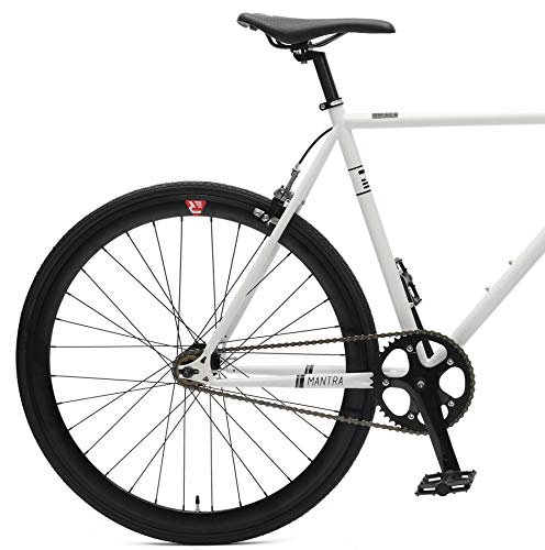 Retrospec Bicycles Mantra V2 Single Speed Fixed Gear Bicycle, White/Black, 43cm/X-Small