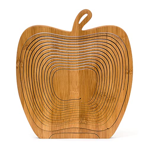 Relaxdays Foldable Apple-Shaped Basket: 30 x 27 x 22.5 cm Folding Bamboo Fruit Bowl Holder Basket And Cutting Board Wooden Fruit Bowl With An Apple-Design, Natural Brown - Cosy Home Interiors Relaxdays Foldable Apple-Shaped Basket: 30 x 27 x 22.5 cm Folding Bamboo Fruit Bowl Holder Basket And Cutting Board Wooden Fruit Bowl With An Apple-Design, Natural Brown - Image 8
